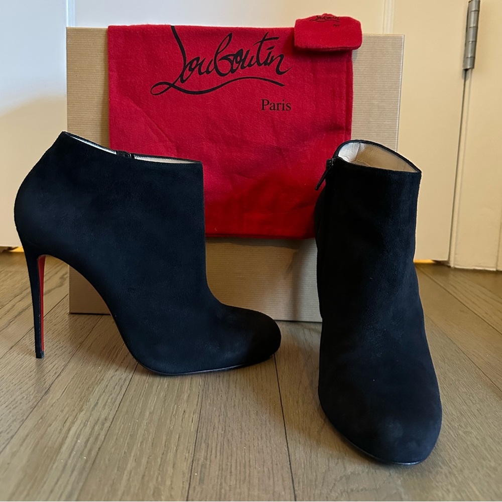 Christian Louboutin Black Suede Ankle Booties